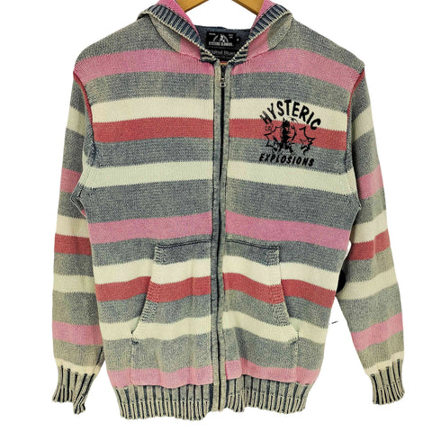 ヒステリックグラマー HYSTERIC GLAMOUR original blues ヒスガール 両面プリント マルチカラーボーダー ニット ジップアップパーカー Y2K メンズ JPN:M