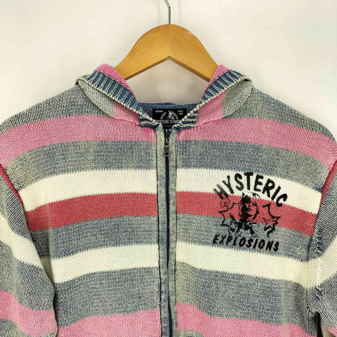 ヒステリックグラマー HYSTERIC GLAMOUR original blues ヒスガール 両面プリント マルチカラーボーダー ニット ジップアップパーカー Y2K メンズ JPN:M
