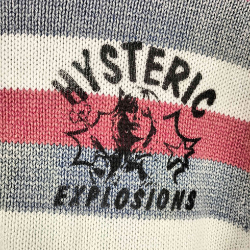 ヒステリックグラマー HYSTERIC GLAMOUR original blues ヒスガール 両面プリント マルチカラーボーダー ニット ジップアップパーカー Y2K メンズ JPN:M