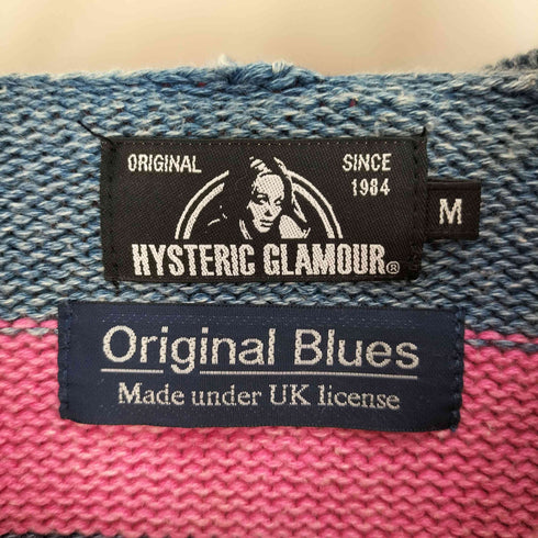 ヒステリックグラマー HYSTERIC GLAMOUR original blues ヒスガール 両面プリント マルチカラーボーダー ニット ジップアップパーカー Y2K メンズ JPN:M