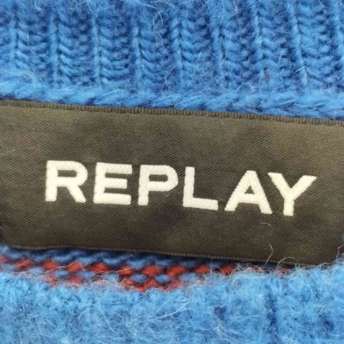 リプレイ REPLAY Wool Blend Brushed Effec ボーダー クルーネック ニット メンズ import:M