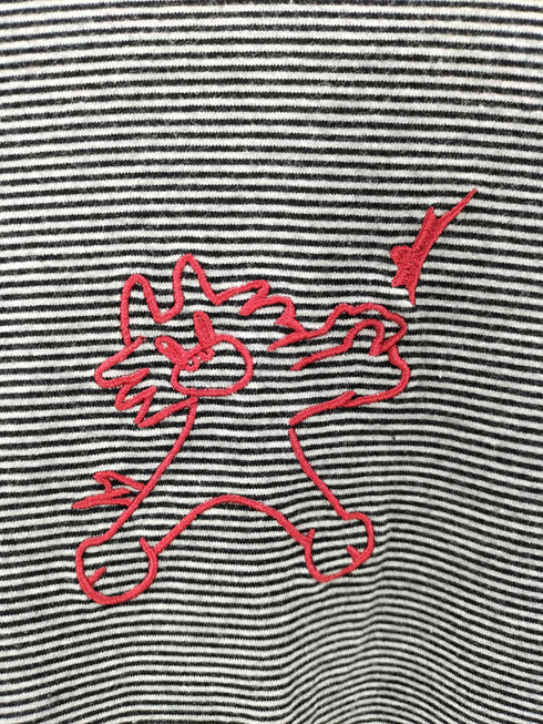 OINIMI オイニミ キャラクター 刺繍 ヘム バイカラー ボーダー カットソー ロンT Y2K レディース import:M