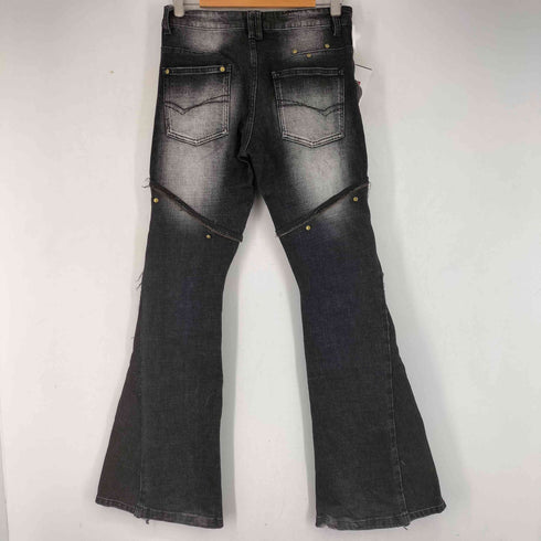 COSTUSTOOT ジップデザイン ダメージ加工 フレアデニムパンツ メンズ
