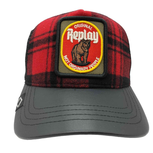 リプレイ REPLAY ウールチェック パッチ キャップ メンズ UNIC