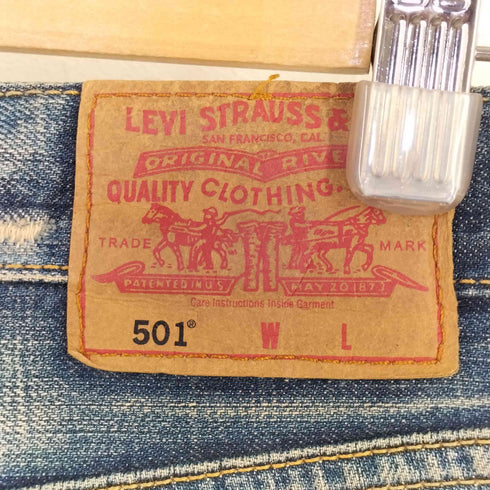 リーバイス Levis 00S 501 ボタン裏359刻印 ボタンフライ デニムパンツ ボロ レディース 28