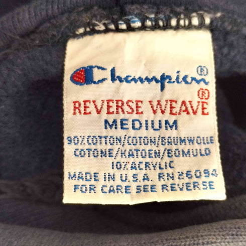チャンピオン Champion 90S USA製 刺繍タグ Reverse Weave リバースウィーブ 無地 プルオーバーパーカー メンズ M