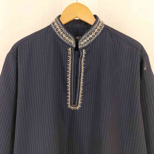 ARSHAD アルシャード ビジュー スタンドカラー プルオーバー チェック シャツ ワンピース レディース XL