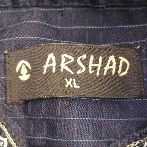 ARSHAD アルシャード ビジュー スタンドカラー プルオーバー チェック シャツ ワンピース レディース XL