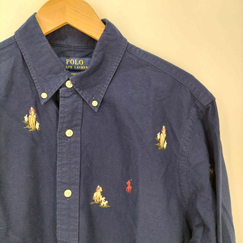 ポロラルフローレン POLO RALPH LAUREN CLASSIC FIT ポニー刺繍 総柄 ボタンダウン シャツ メンズ import:L