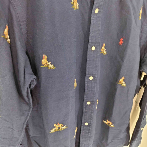 ポロラルフローレン POLO RALPH LAUREN CLASSIC FIT ポニー刺繍 総柄 ボタンダウン シャツ メンズ import:L