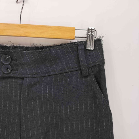 CLADDA 切りっぱなし ストライプ柄 ワイドスラックス パンツ レディース JPN:2