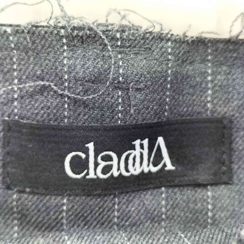 CLADDA 切りっぱなし ストライプ柄 ワイドスラックス パンツ レディース JPN:2