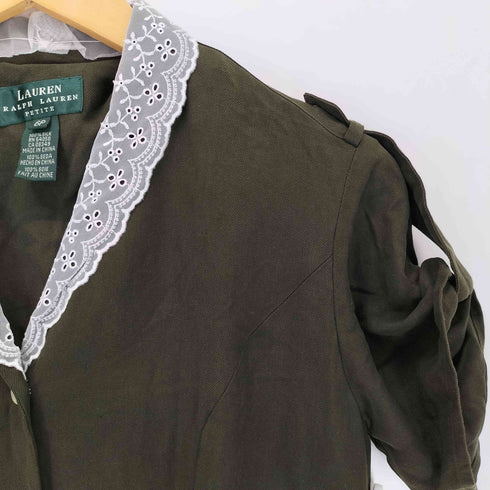ローレンラルフローレン LAUREN RALPH LAUREN 90-00s petite シルク100% レースオープンカラーロングワンピース レディース 6P
