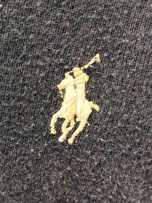 ポロラルフローレン POLO RALPH LAUREN 現行タグ ポニー刺繍 Vネック コットン ニット ブラック メンズ import:M
