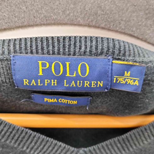 ポロラルフローレン POLO RALPH LAUREN 現行タグ ポニー刺繍 Vネック コットン ニット ブラック メンズ import:M