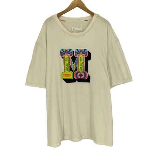 メゾンマルジェラ Maison Margiela 19SS ダメージ加工 ロゴプリント 半袖 Tシャツ メンズ 44