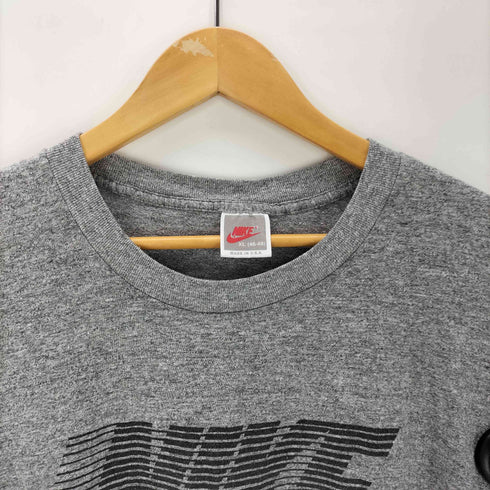 ナイキ NIKE 90S OLD 銀タグ USA製 ゴツナイキ ロゴ プリント ボックス Tシャツ 霜降り 裾袖シングル メンズ import:XL