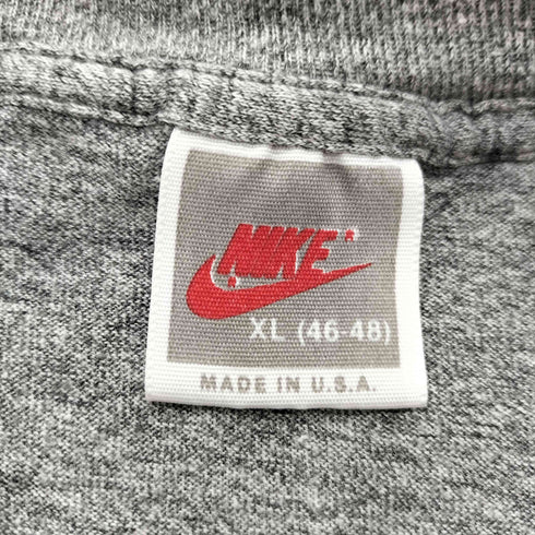 ナイキ NIKE 90S OLD 銀タグ USA製 ゴツナイキ ロゴ プリント ボックス Tシャツ 霜降り 裾袖シングル メンズ import:XL