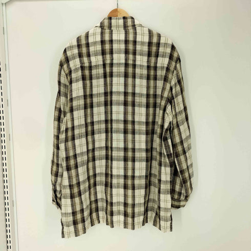 ストラクチャー STRUCTURE 90S OLD LINEN 100% ルーマニア製 ユーロ チェック 麻 リネン カバーオール ジャケット メンズ import:L