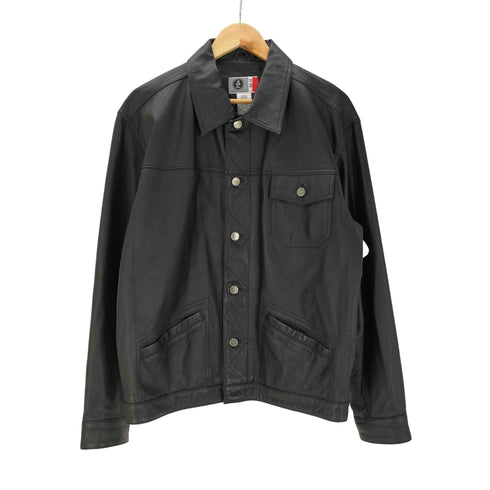 アリゾナジーン ARIZONA JEAN 90-00S OLD genuine leather 本革 オール リアル レザー トラッカー ジャケット ブラック メンズ import:M