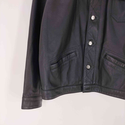 アリゾナジーン ARIZONA JEAN 90-00S OLD genuine leather 本革 オール リアル レザー トラッカー ジャケット ブラック メンズ import:M