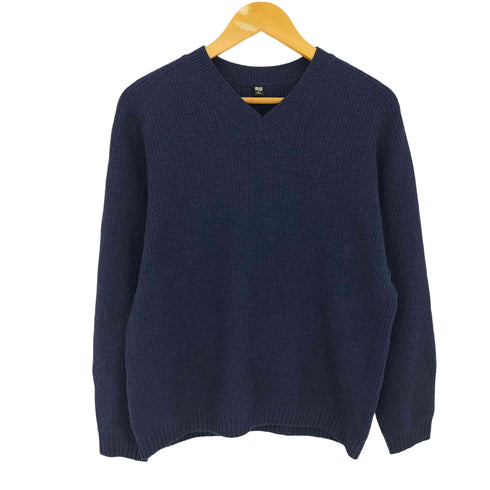 ユニクロ UNIQLO 3DスフレヤーンVネックセーター メンズ import:M