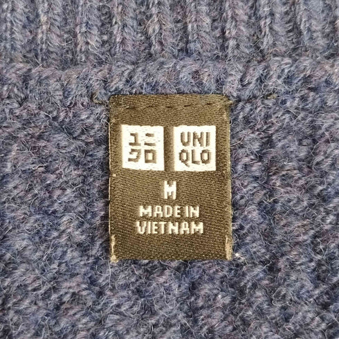 ユニクロ UNIQLO 3DスフレヤーンVネックセーター メンズ import:M
