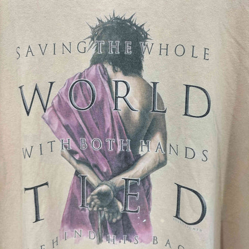 H.L.MILLER ボディ 90S USA製 袖シングルステッチ SOLID LIGHT JESUS イエス・キリスト メッセージ Tシャツ メンズ import:XL