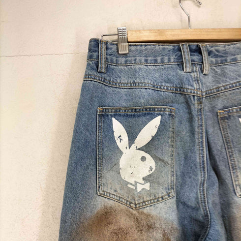 プレイボーイ PLAYBOY ×DONSMOKE Dirty Washed Jeans ダーティー ウォッシュ ジーンズ デニムパンツ メンズ L