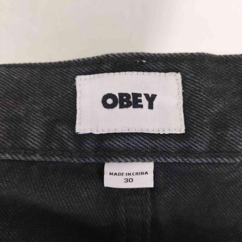 オベイ OBEY ボタンフライ ストレート ブラックデニム パンツ メンズ 30