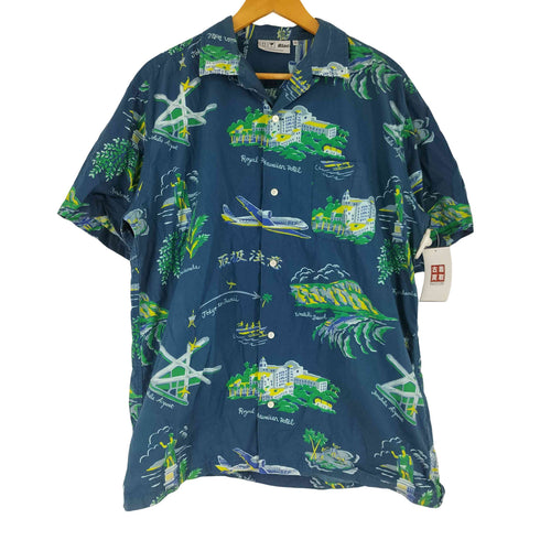 ブラックアイパッチ Black Eye Patch 飛行機柄 半袖オープンカラーシャツ メンズ JPN:XL