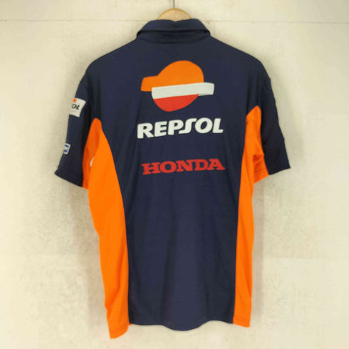 REPSOL HONDA レプソル 企業ロゴ 刺繍 半袖 ポロシャツ メンズ M
