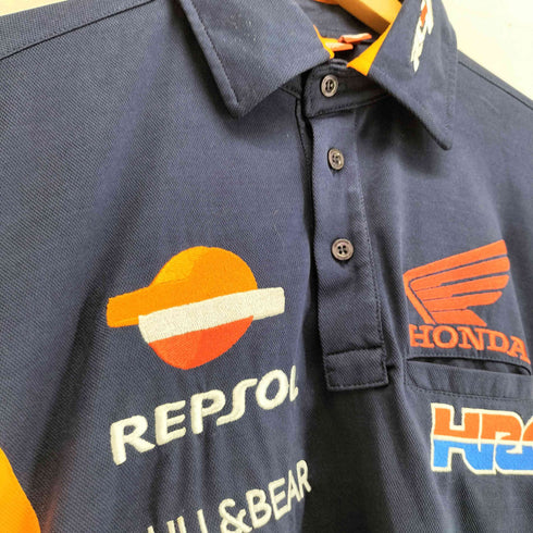REPSOL HONDA レプソル 企業ロゴ 刺繍 半袖 ポロシャツ メンズ M