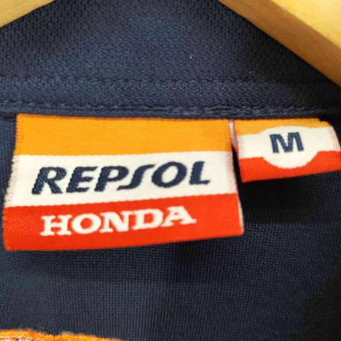 REPSOL HONDA レプソル 企業ロゴ 刺繍 半袖 ポロシャツ メンズ M