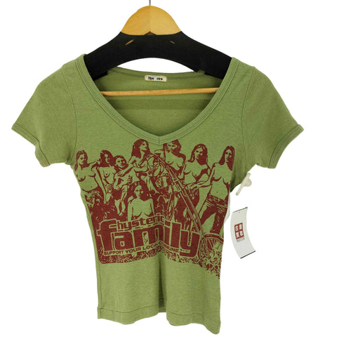 ヒステリックス HYSTERICS 初期 Vネック プリント Tシャツ レディース FREE