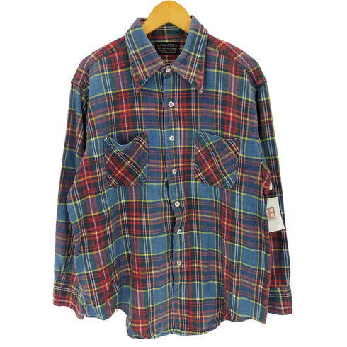 ジェーシーペニー JC Penney 70s 香港製 チェック柄 フランネルシャツ メンズ XL