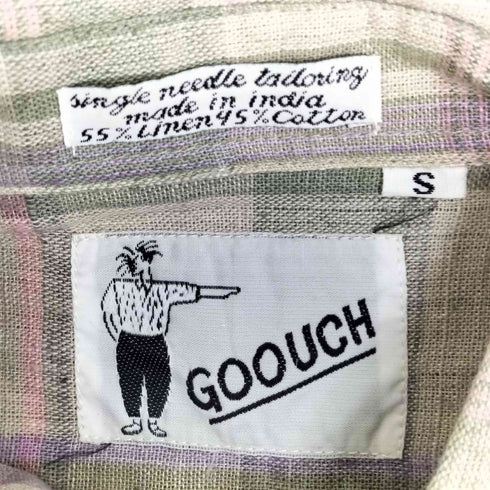 グーチ GOOUCH 80-90s コットンリネン 半袖チェックシャツ メンズ S