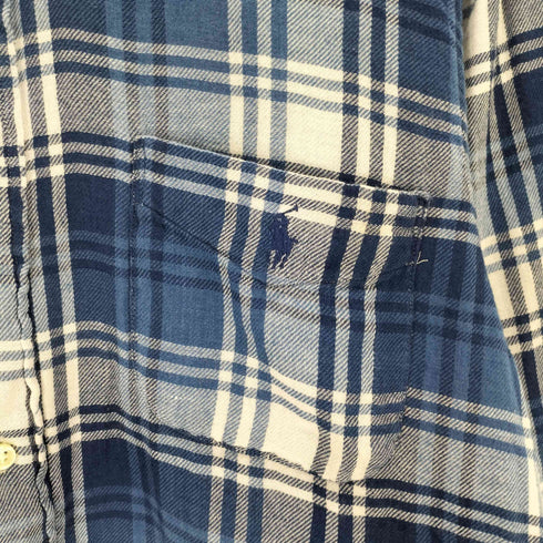 ラルフローレン RALPH LAUREN ポニー刺繍 チェック柄 ボタンダウン 長袖シャツ メンズ L