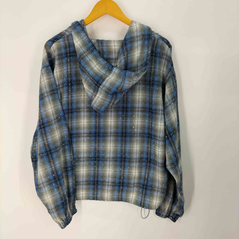 ヤンガーソング Younger Song Rhinestone check shirt zip hoodie ラインストーン チェック ジップフーディー レディース import:M