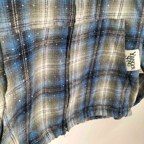 ヤンガーソング Younger Song Rhinestone check shirt zip hoodie ラインストーン チェック ジップフーディー レディース import:M