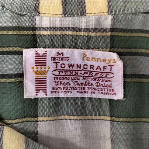 ペニーズタウンクラフト PENNEYS TOWNCRAFT 60-70S オープンカラー 両ポケット 半袖 シャツ メンズ M 15-15 1/2