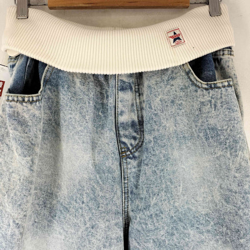 リブウエスト ワイドデニムパンツ レディース JPN:XL