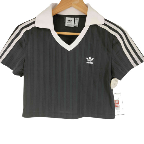 アディダス adidas フットボール ジャカード Vネック クロップポロシャツ レディース JPN:L