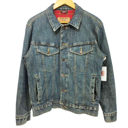 エディーバウアー Eddie Bauer チェックネル裏地 デニム トラッカージャケット メンズ import:XS