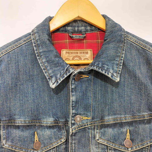 エディーバウアー Eddie Bauer チェックネル裏地 デニム トラッカージャケット メンズ import:XS