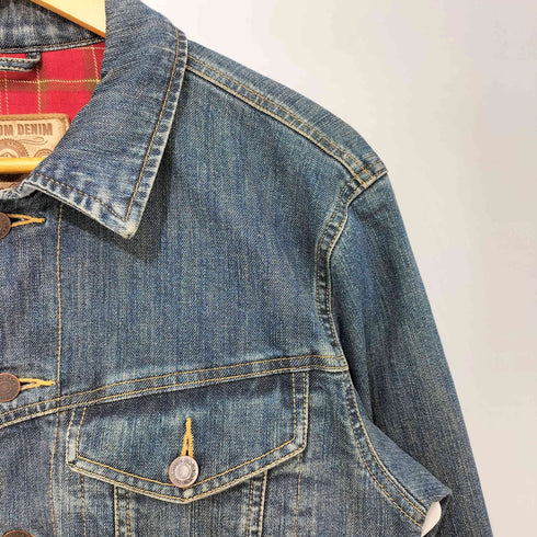 エディーバウアー Eddie Bauer チェックネル裏地 デニム トラッカージャケット メンズ import:XS