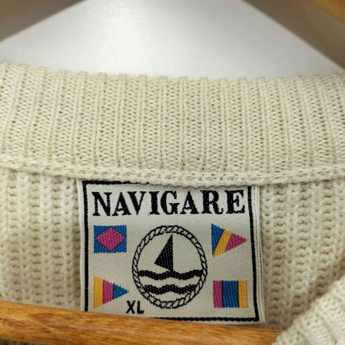 NAVIGARE 90s イタリア製 ローゲージ ラグラン クルーネック ニット メンズ import:XL