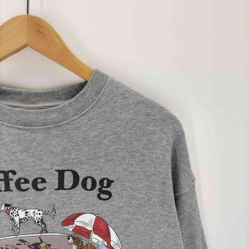 gray lifeshop cofee dog プリントスウェット メンズ M