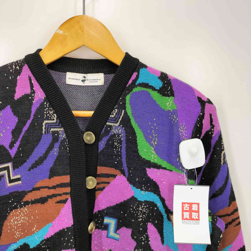 ヒロココシノ HIROKO KOSHINO 80-90S 金釦 総柄 ニット カーディガン レディース