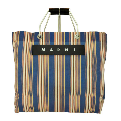 マルニ MARNI MARKET ストライプ ストロー バッグ レディース